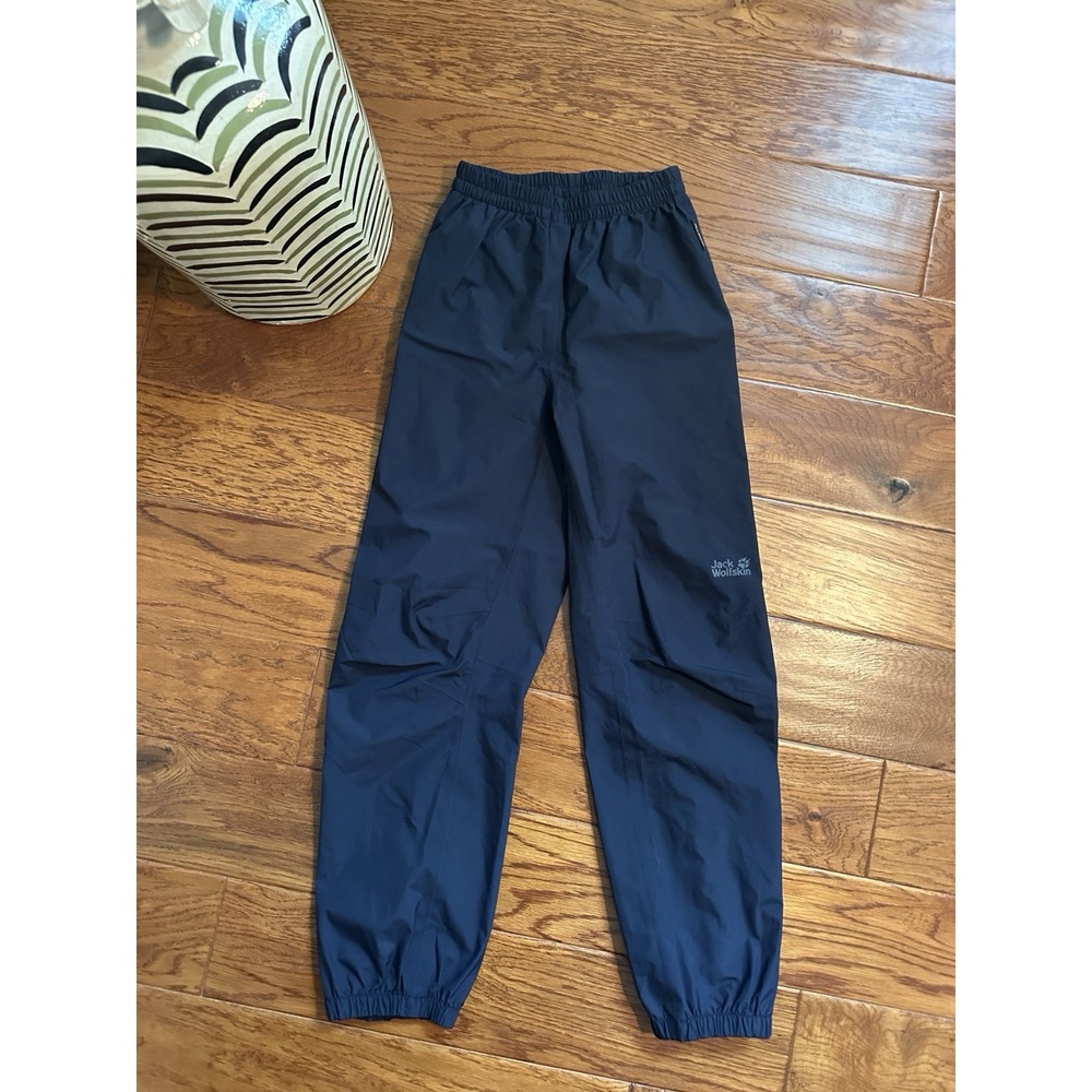 NWOT Jack Wolfskin Kids Outdoor Waterproof Pants Navy Texapore US9-10 Softshell